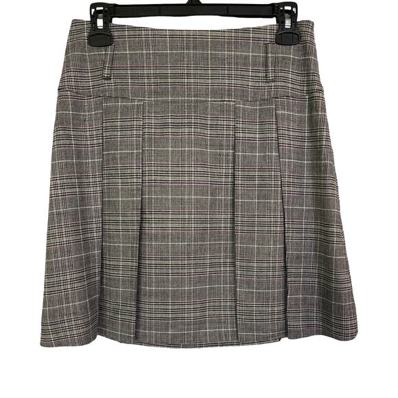 Banana Republic Plaid Wool Blend Pleated Skirt Gray Pink Check Women’s Size 0 - Picture 6 of 9